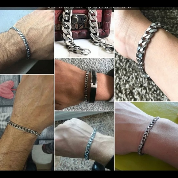 New Stainless Steel Curb Cuban Link Chain Bracelet - Picture 3 of 11